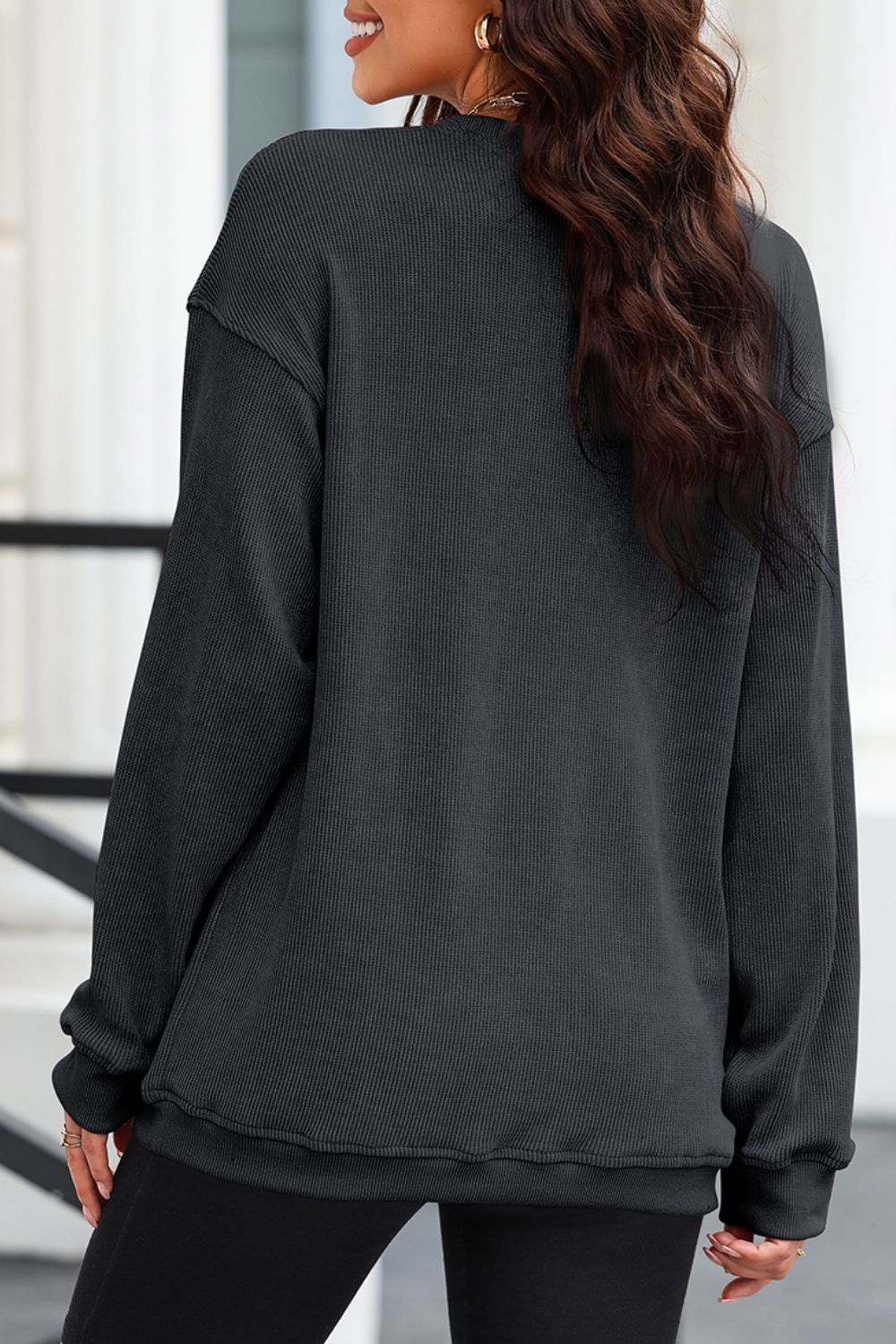 Glitter Ghost Round Neck Long Sleeve Sweatshirt - Damned Threads
